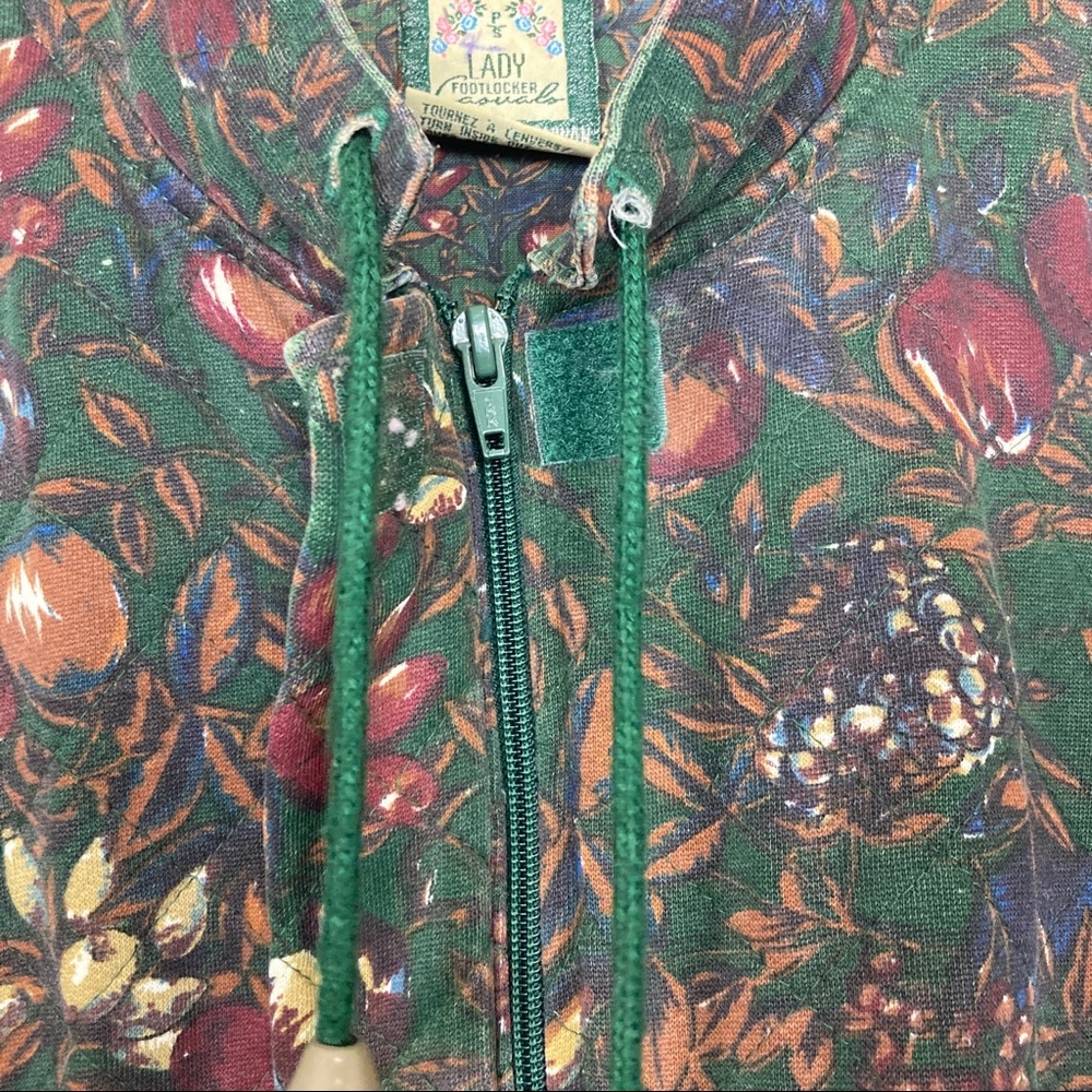 Vintage Green Floral Zip Front Coat - Picture 7 of 11
